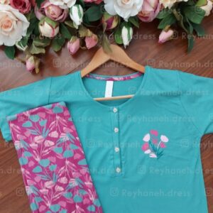 Buttoned T-shirt and floral design shorts